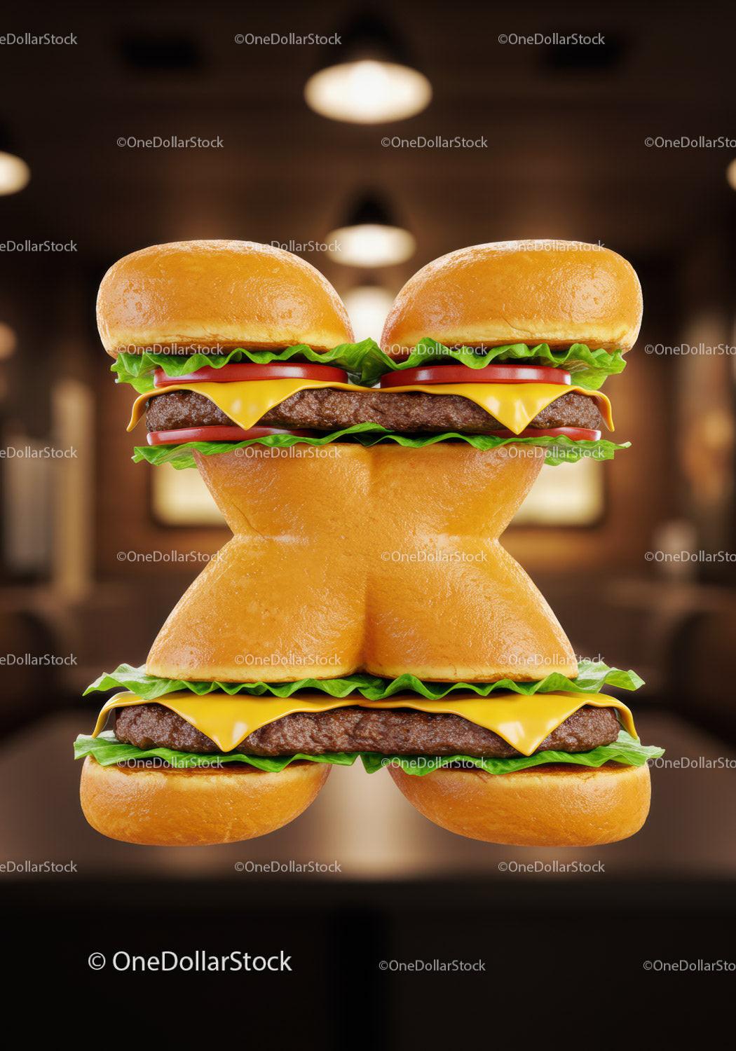 Creative Double Cheeseburger with Lettuce and Tomato