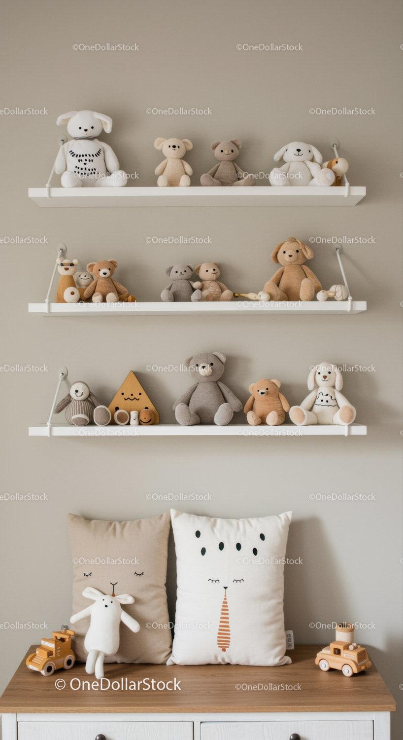 Children's Nursery with Plush Toys and Cozy Decor Featuring Animal Soft Toys