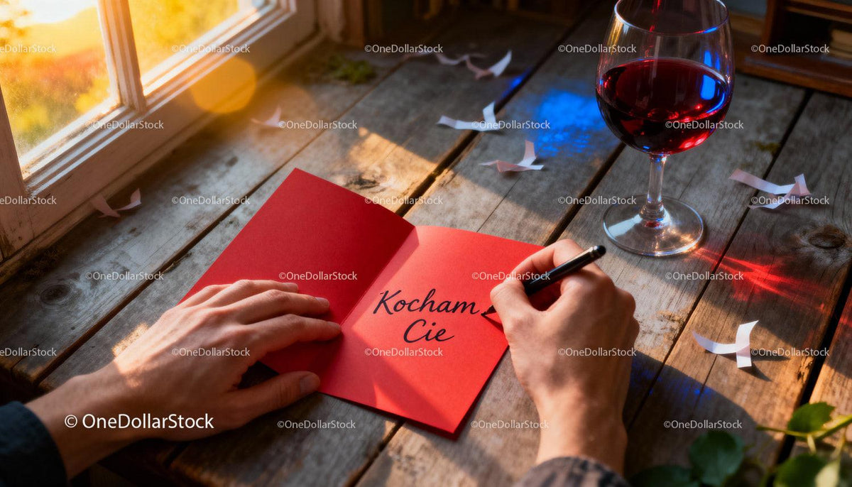 Writing a Romantic Love Note by the Window with Red Wine