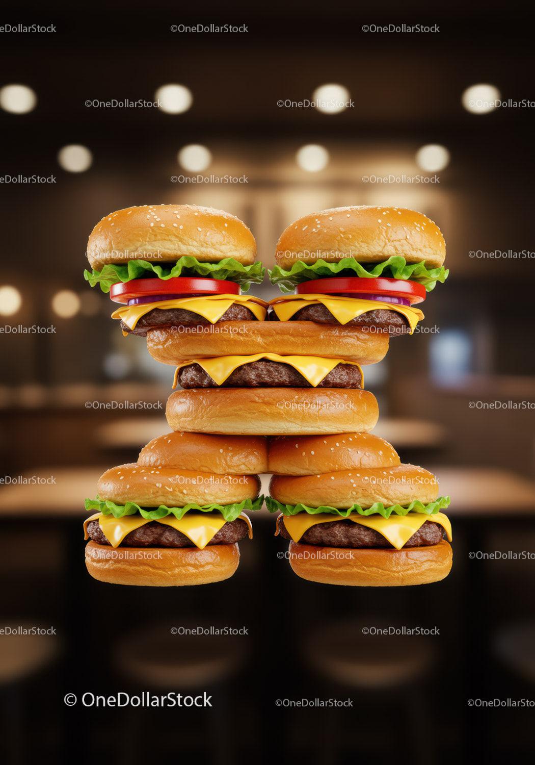 Creative hamburger stack shaped like a teddy bear