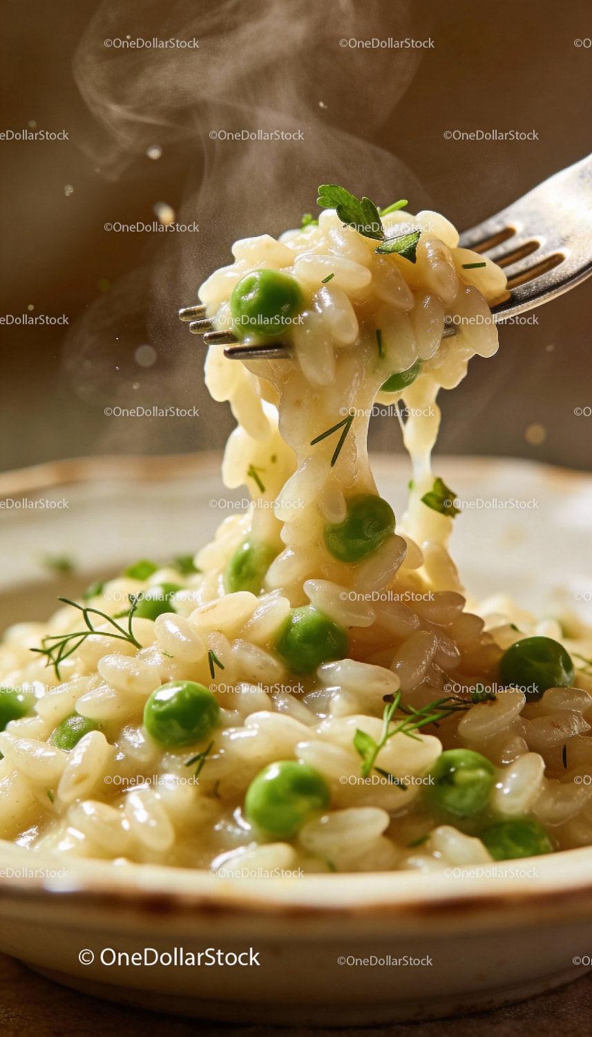 Creamy Risotto with Fresh Green Peas and Herbs