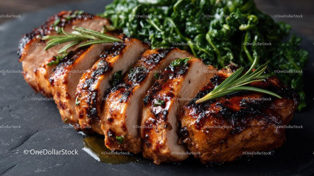 Herb-Garnished Grilled Chicken Breast with Fresh Greens Stock Photo Bundle preview 27