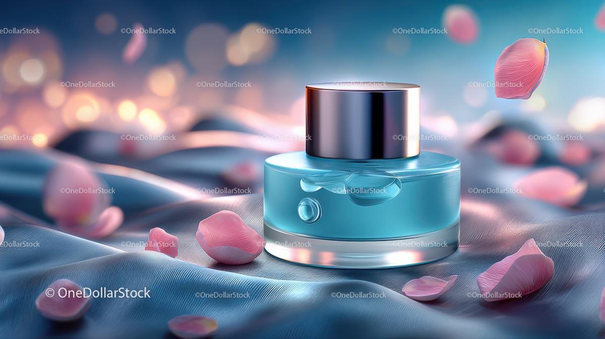 Elegant Glass Jar of Skincare with Pink Petals on Soft Fabric JPG Mockup Image preview 10