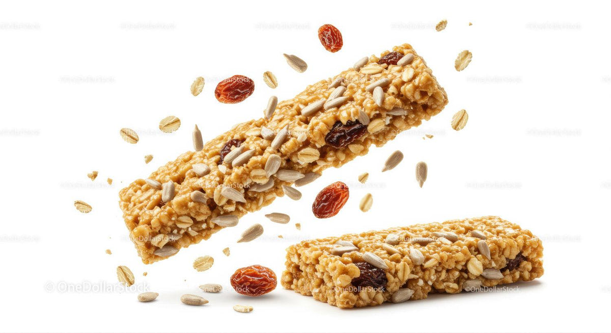 Healthy granola bars with raisins and sunflower seeds