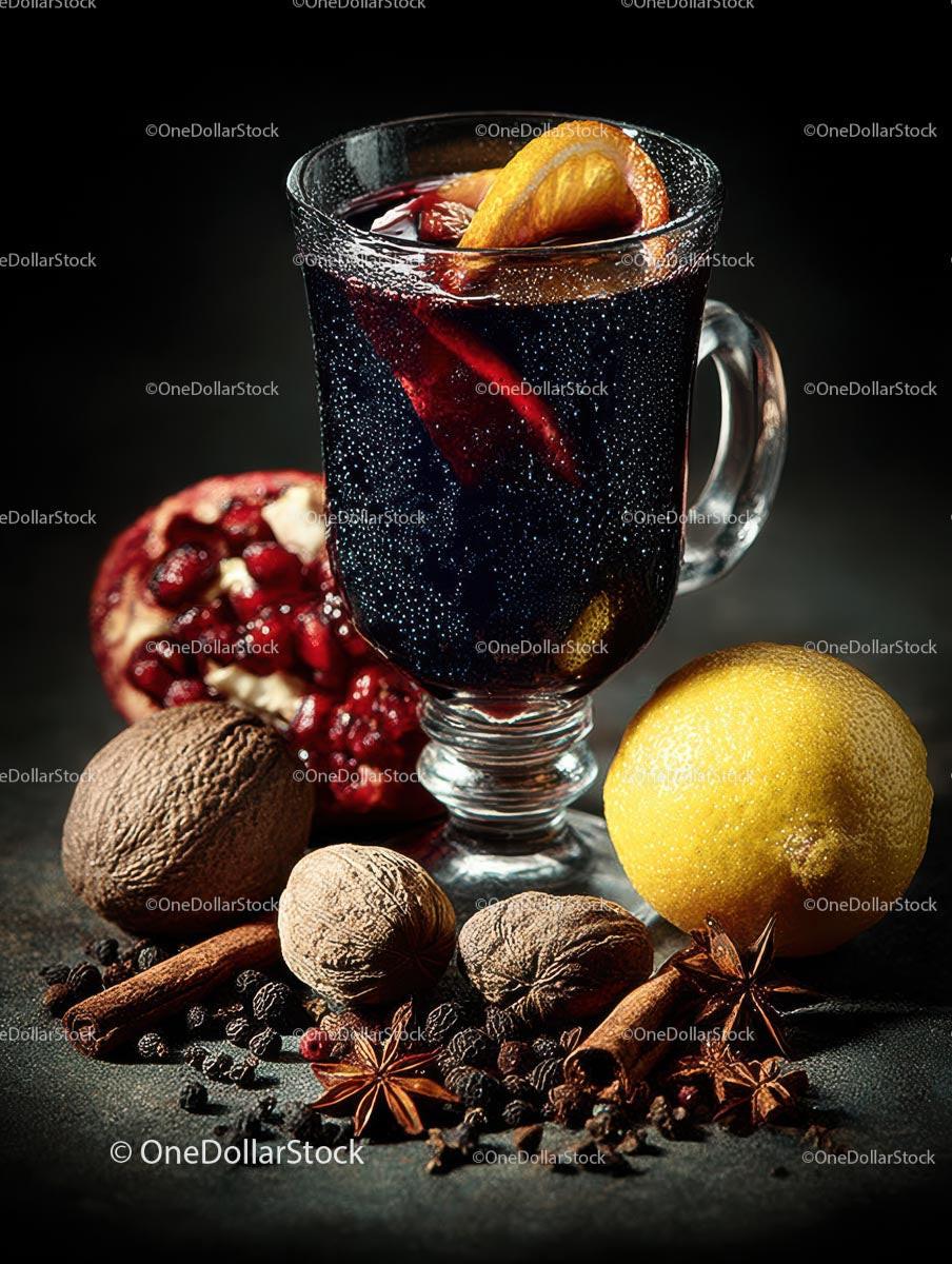 Cozy Mulled Wine with Spices and Citrus Garnish Stock Photo Bundle preview 5