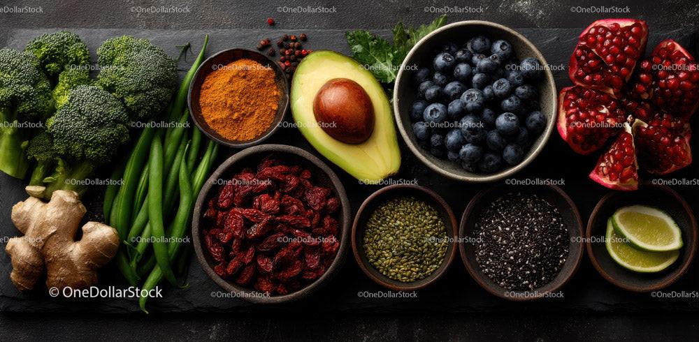 Fresh Organic Superfoods and Culinary Ingredients for Healthy Eating Stock Photo Bundle preview 10