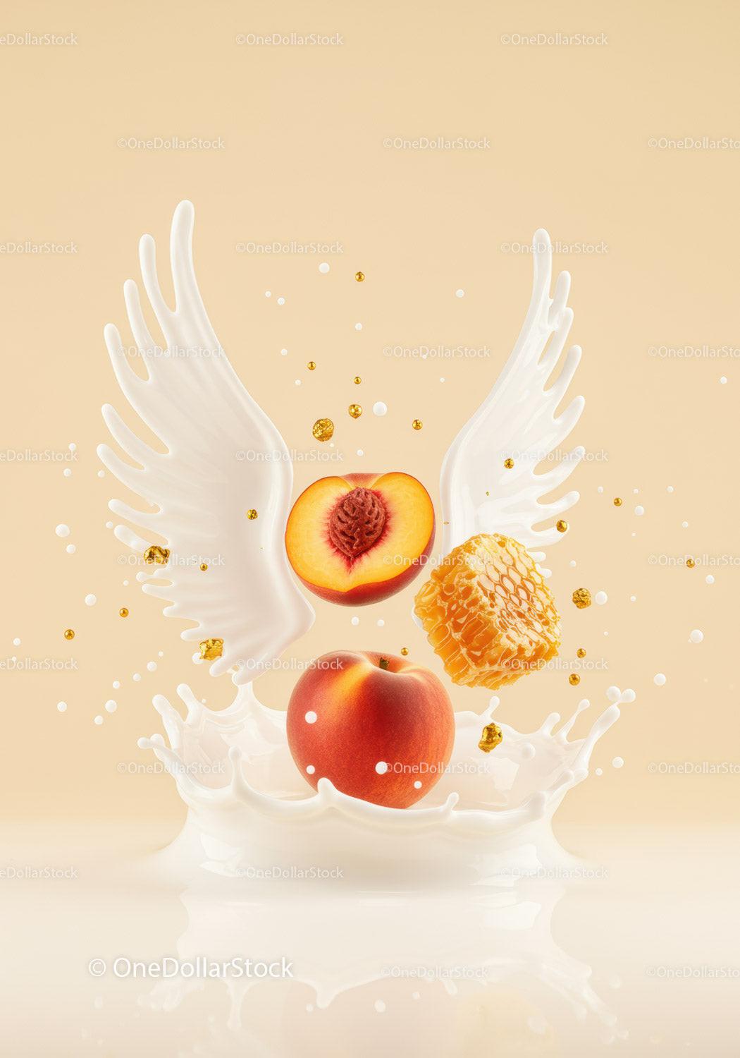 Peach and honeycomb with milk splash wings