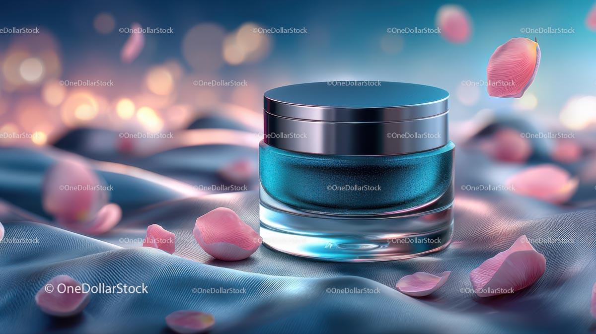 Glass Container with Floating Rose Petals in Tranquil Setting JPG Mockup Image preview 6