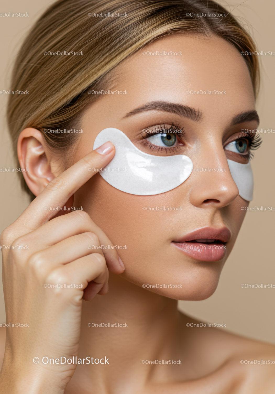 Woman Applying Under Eye Patches for Skin Rejuvenation