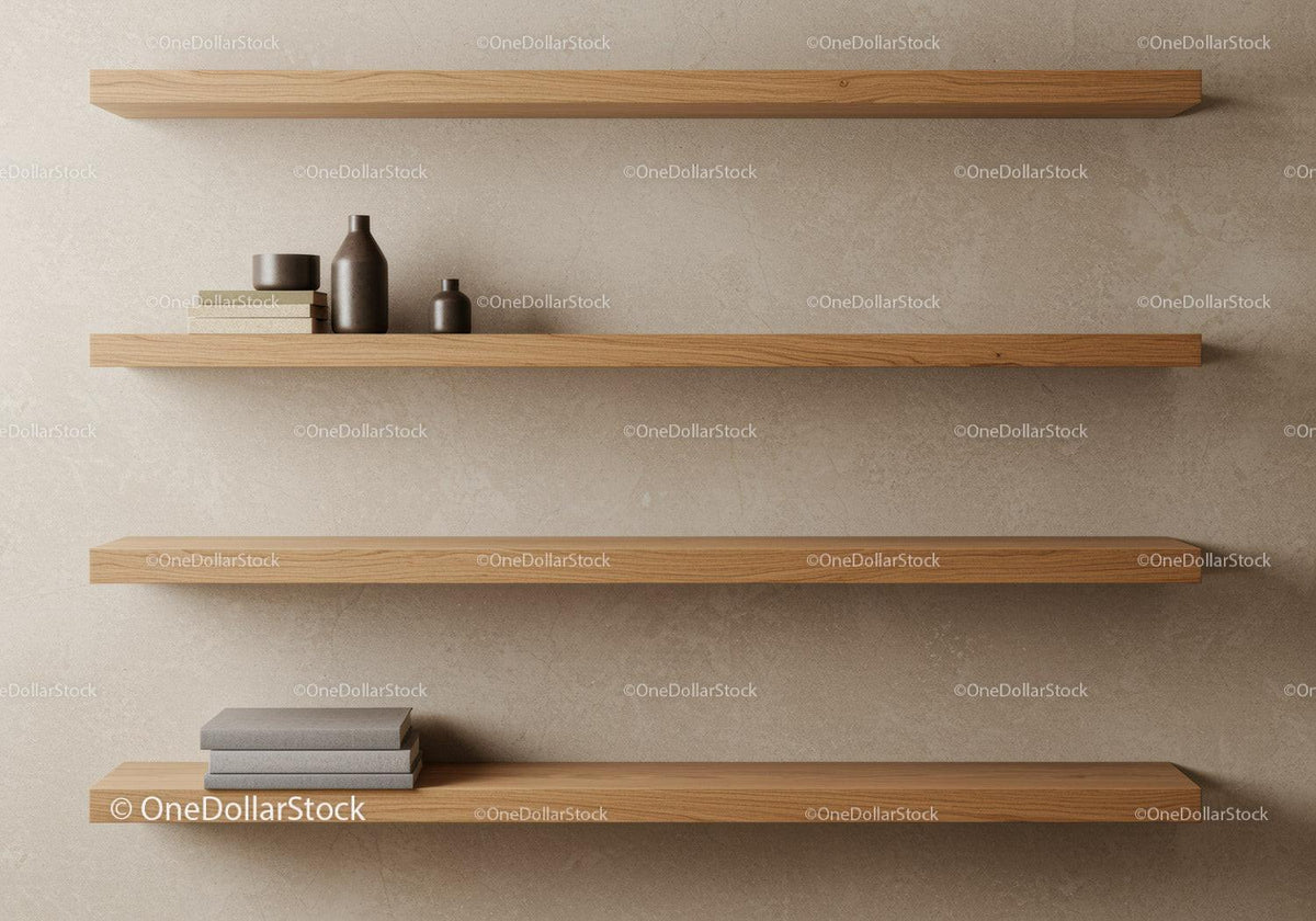 Modern Wooden Wall Shelves with Decor Items for Stylish Interior