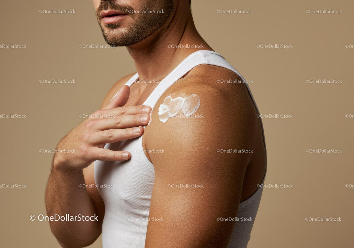 Man Applying Sunscreen on Shoulder for Skin Protection