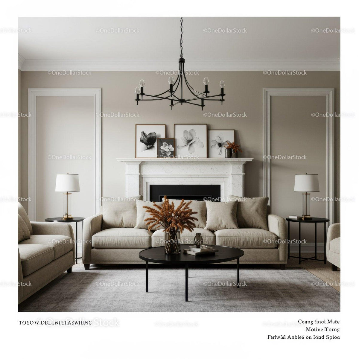 Elegant Neutral Living Room with Beige Sofa and Modern Decor