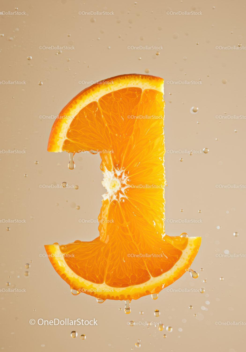 Fresh juicy orange slice with water droplets