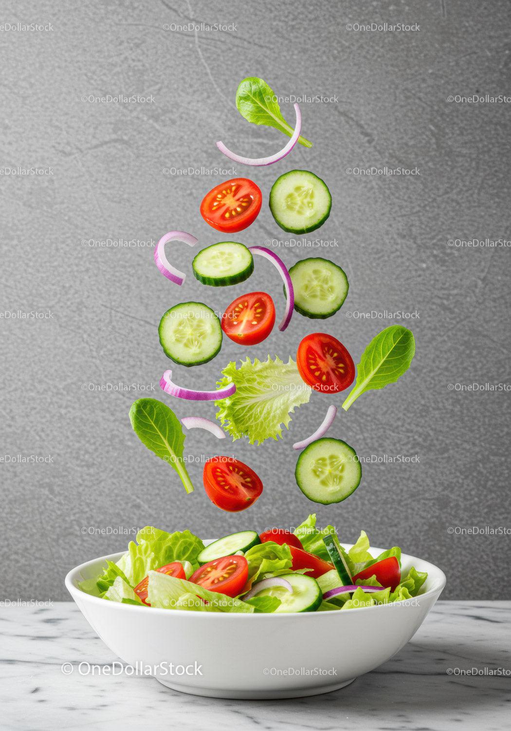 Fresh mixed vegetable salad with vibrant ingredients