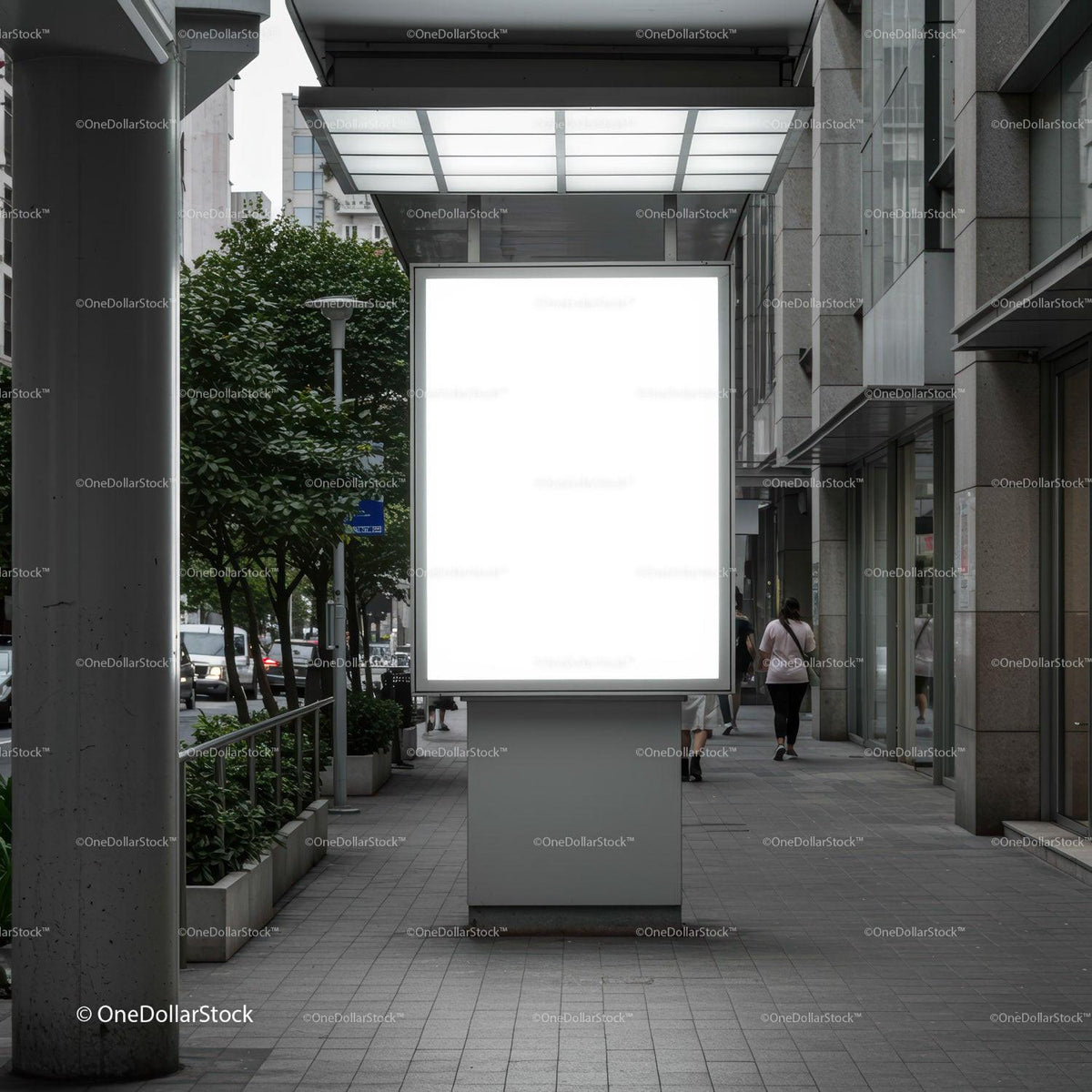 Blank Urban Advertising Billboard on Modern City Street JPG Mockup Image preview