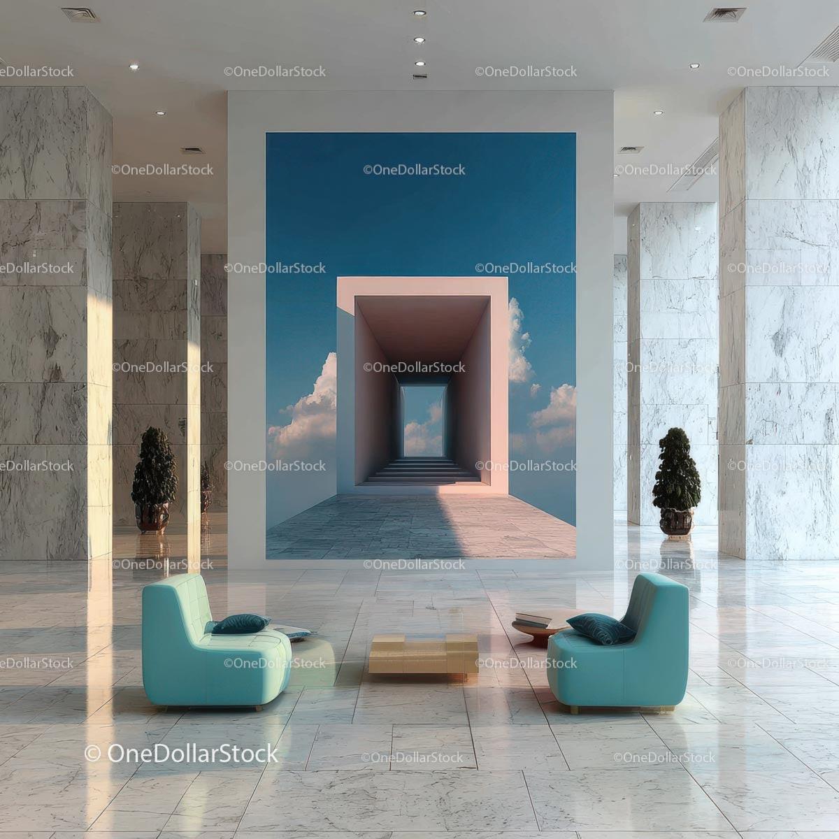 Stylish Modern Interior with Artistic Wall and Elegant Furnishings Stock Photo Bundle preview 12