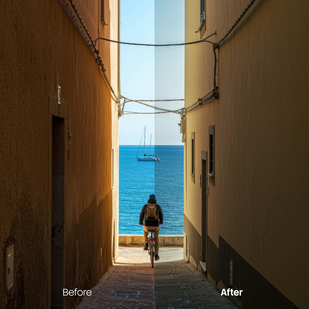 Before and after Calm Lightroom preset edit