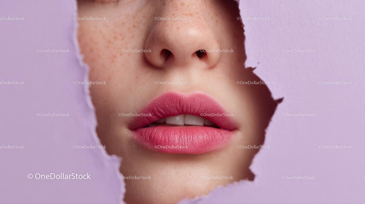 Close-Up Portrait of a Glamorous Model with Pink Lipstick Stock Photo Bundle preview 13