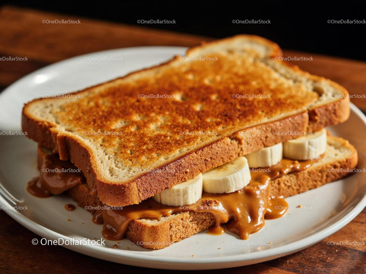 Peanut Butter and Banana Toast Open-Faced Sandwich Stock Photo Bundle preview 12