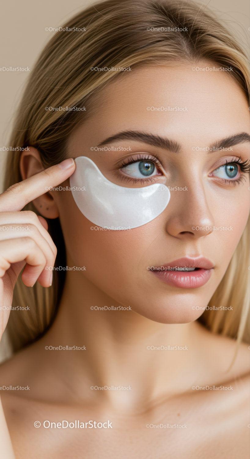 Close-up of Beautiful Woman with Eye Patch and Clear Skin