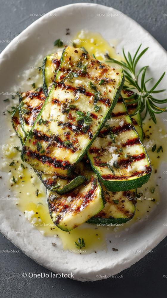 Grilled Zucchini Slices with Herbs on Slate Plate Stock Photo Bundle preview 18