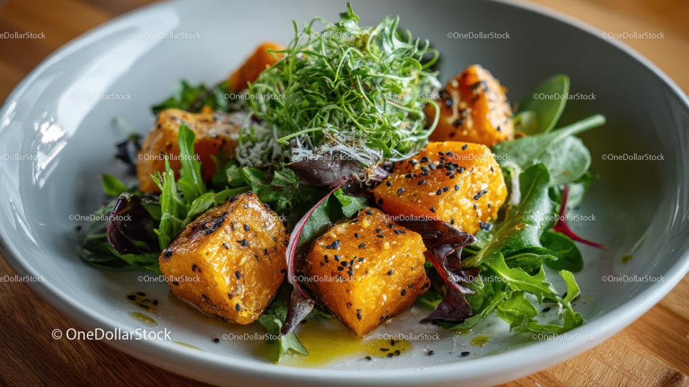 Fresh Roasted Sweet Potato and Mixed Greens Salad Stock Photo Bundle preview 8