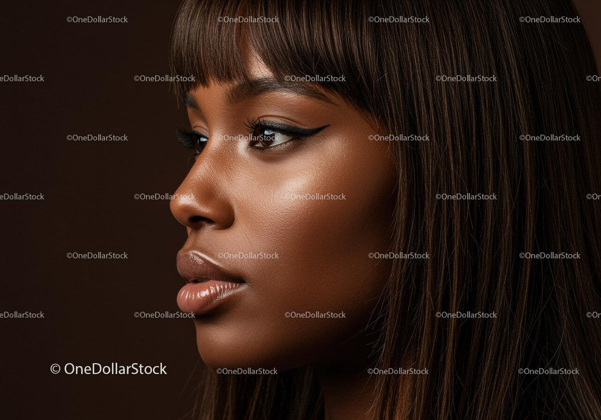 Elegant Female Portrait with Makeup and Brown Hair for Fashion and Beauty