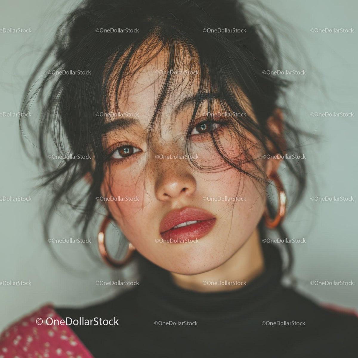 Close-Up of a Woman with Dark Hair and Golden Jewelry in Glamorous Style Stock Photo Bundle preview 20