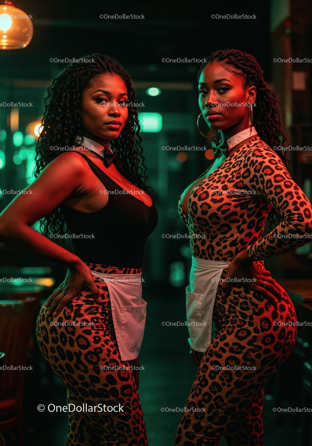 Stylish Women in Leopard Prints with Vibrant Studio Lighting Stock Photo Bundle preview 5