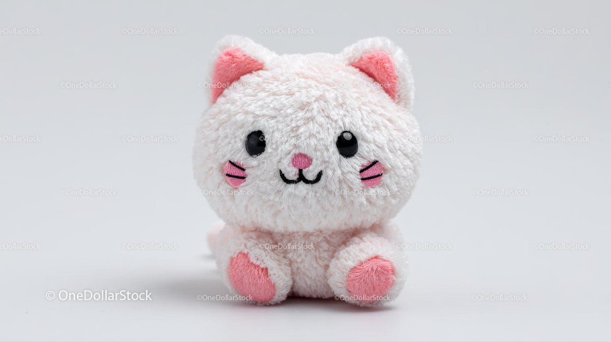 Cute Plush Cat Toy in Soft Brown and White with Black Details Stock Photo Bundle preview 20