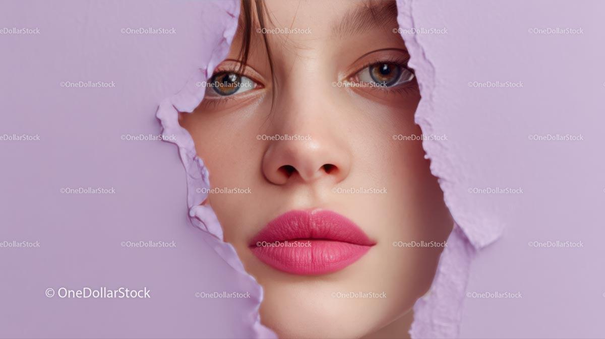 Captivating Female Portrait with Vibrant Pink Lipstick Stock Photo Bundle preview 8