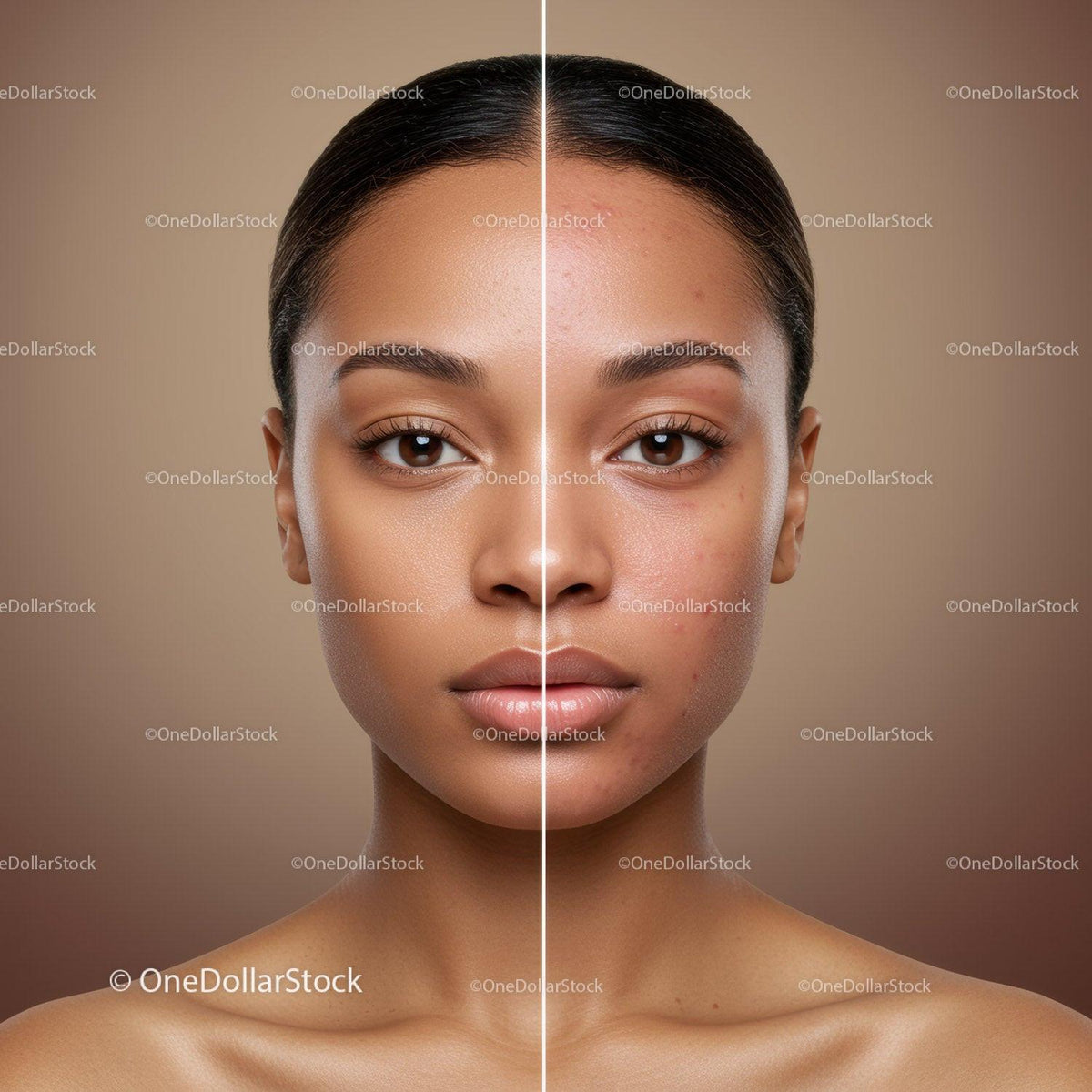 Close-Up Portrait of Young Woman with Clear Glowing Skin