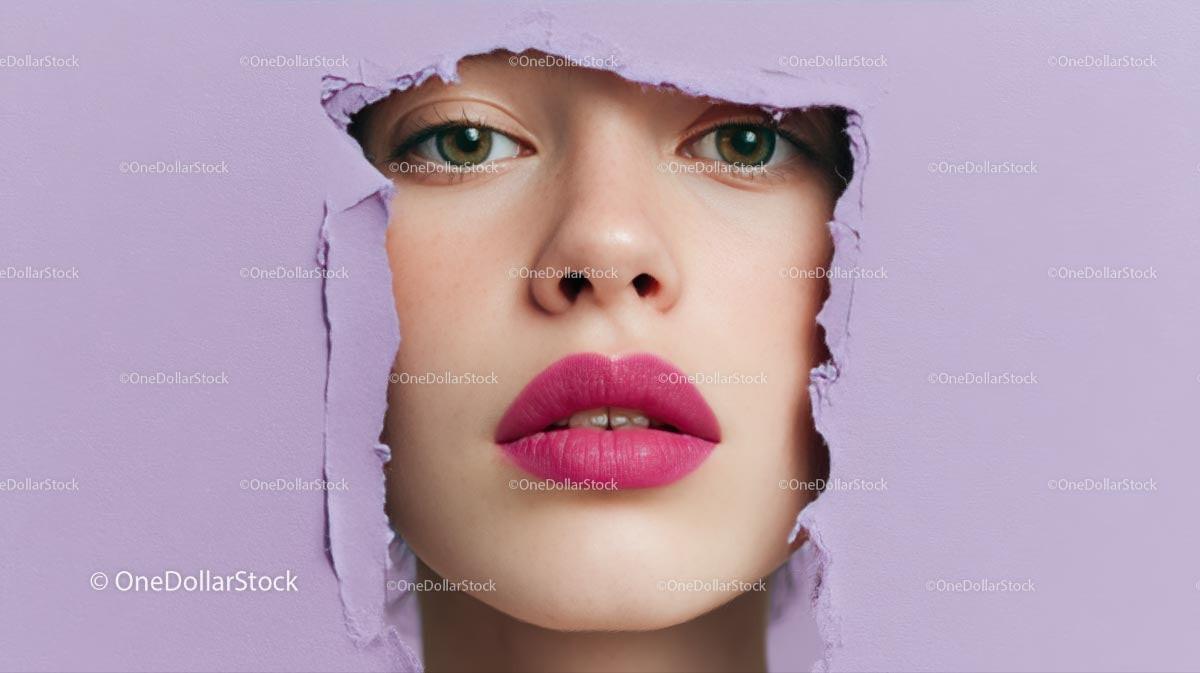 Captivating Female Portrait with Vibrant Pink Lipstick Stock Photo Bundle preview 13