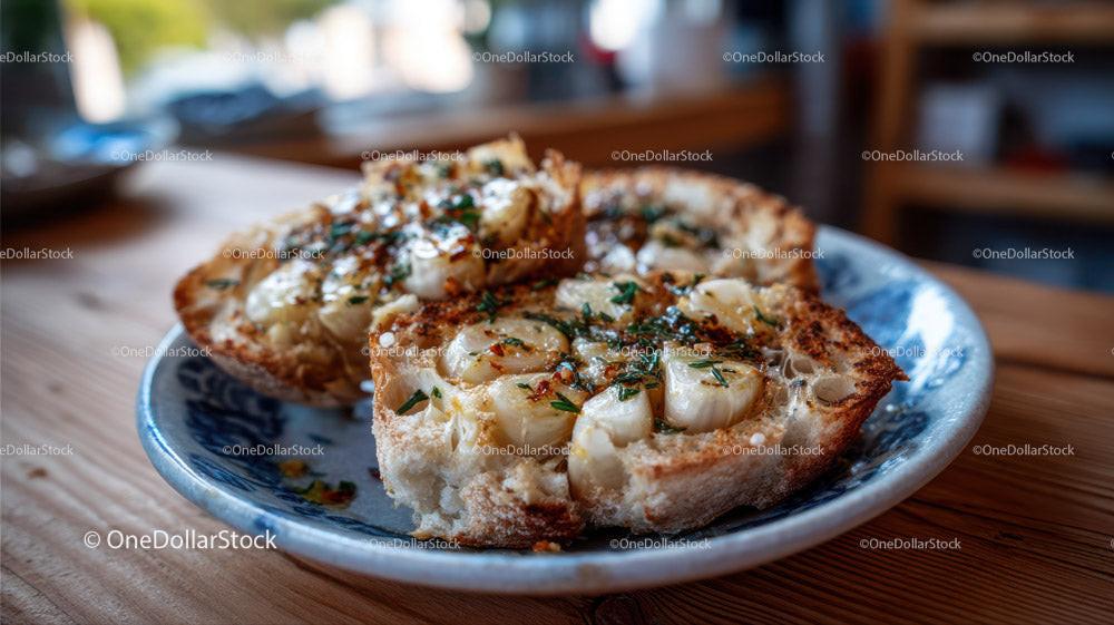 Roasted Garlic Cloves with Rosemary on Rustic Wooden Table Stock Photo Bundle preview 10