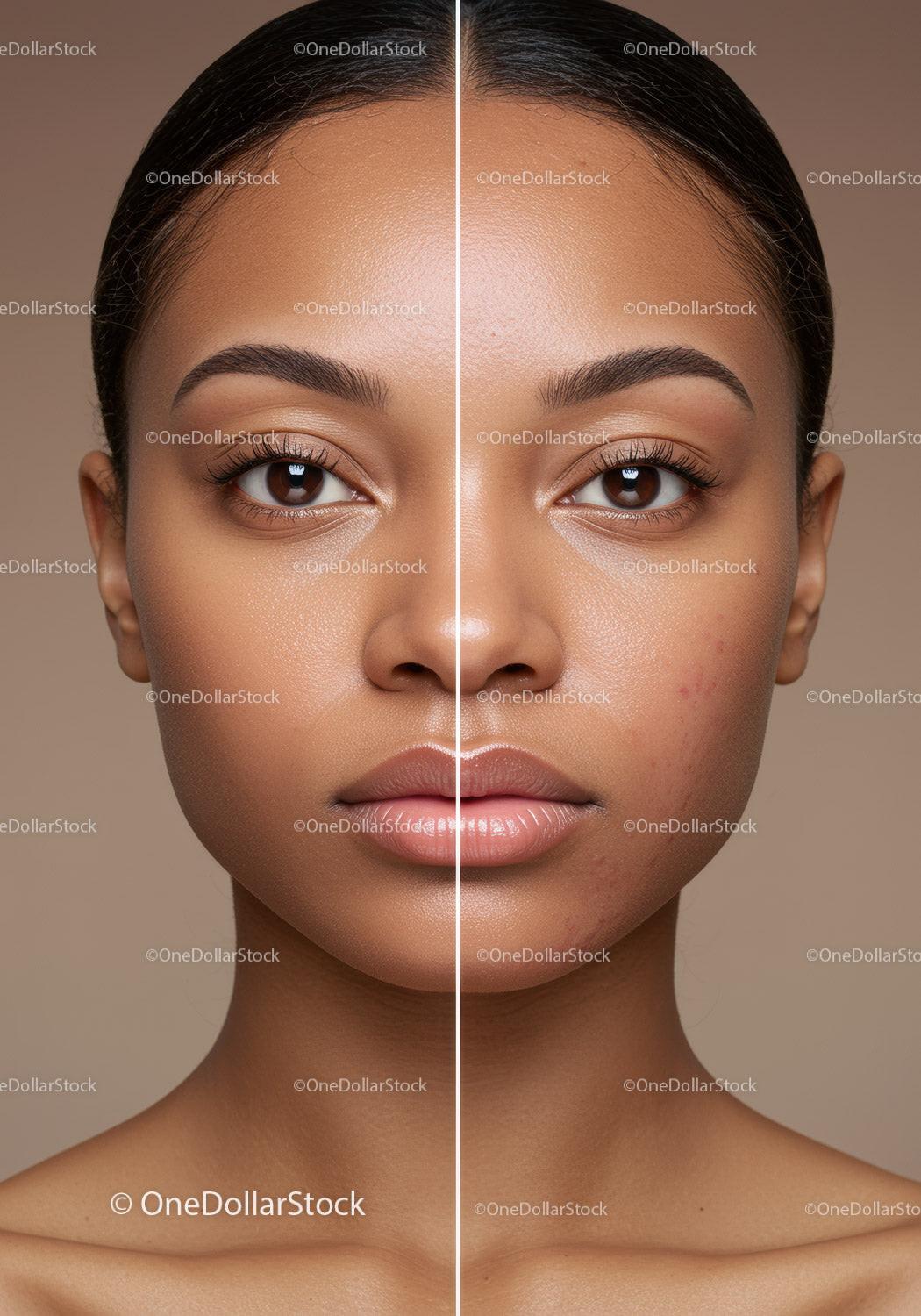 Close-up of Woman Face with Flawless Skin and Natural Beauty