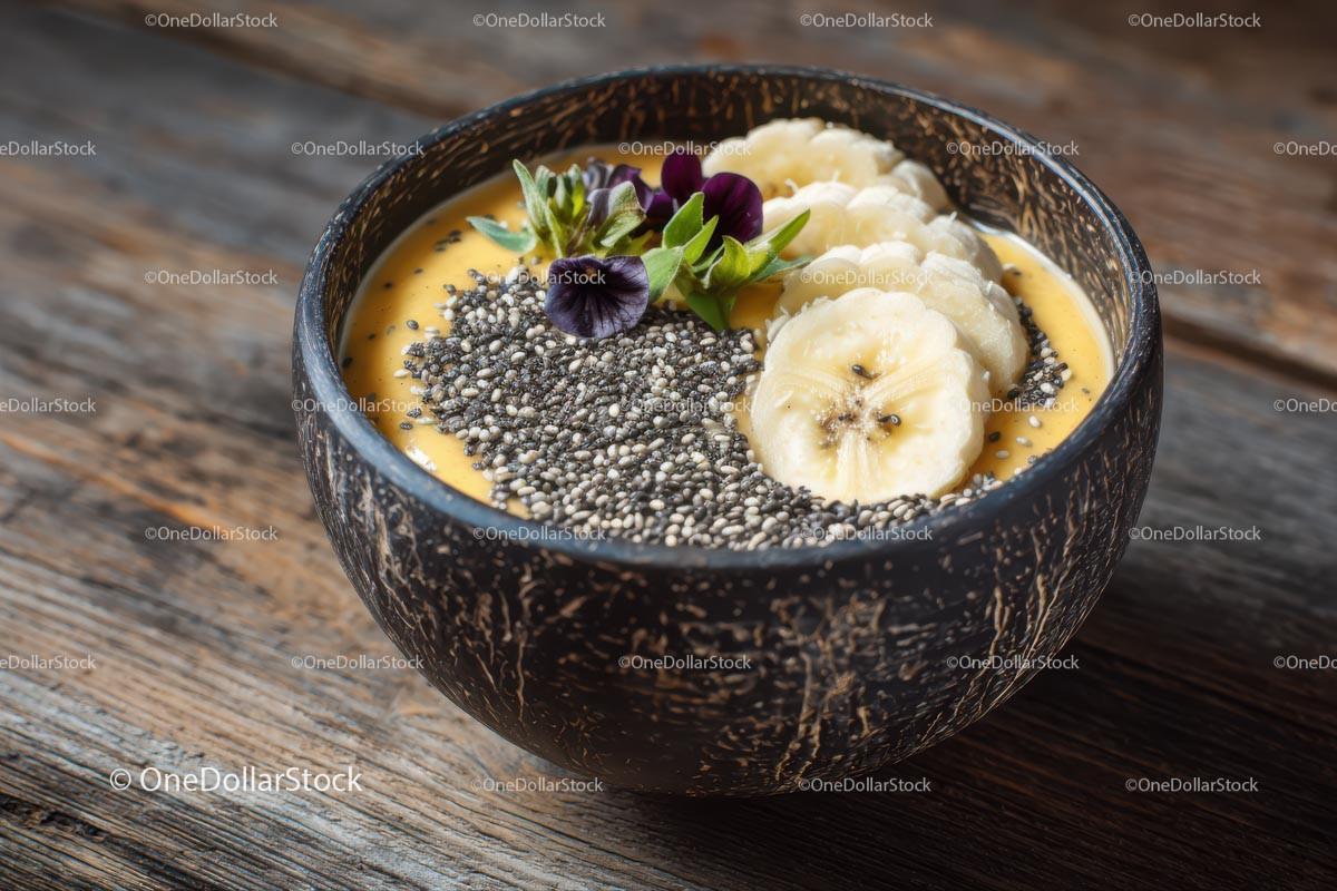 Delicious Acai Bowl with Fresh Fruits and Chia Seeds Stock Photo Bundle preview 8