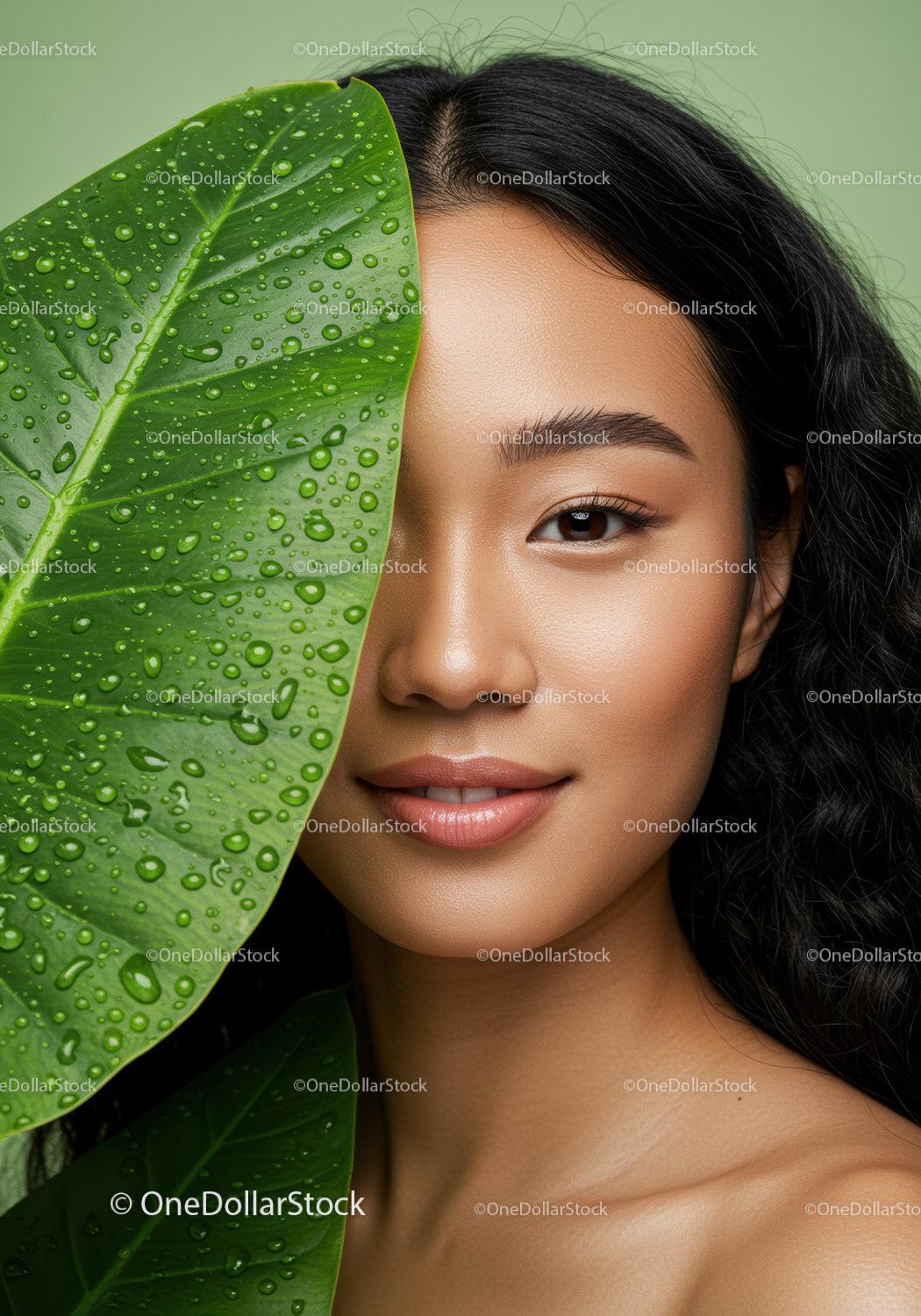 Portrait of a Beautiful Woman with Fresh Skin and Natural Makeup