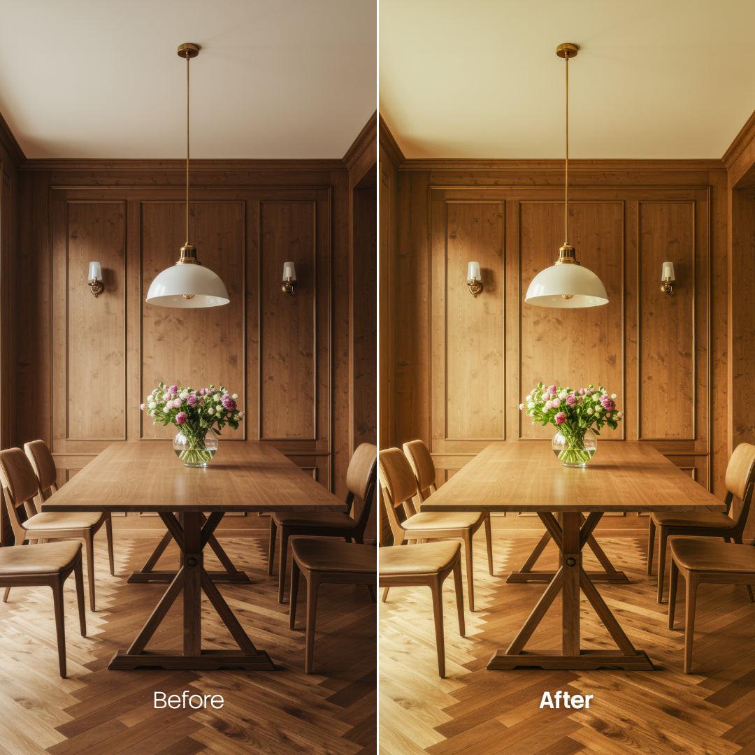 Before and after Flower Decor LUT Pack effect