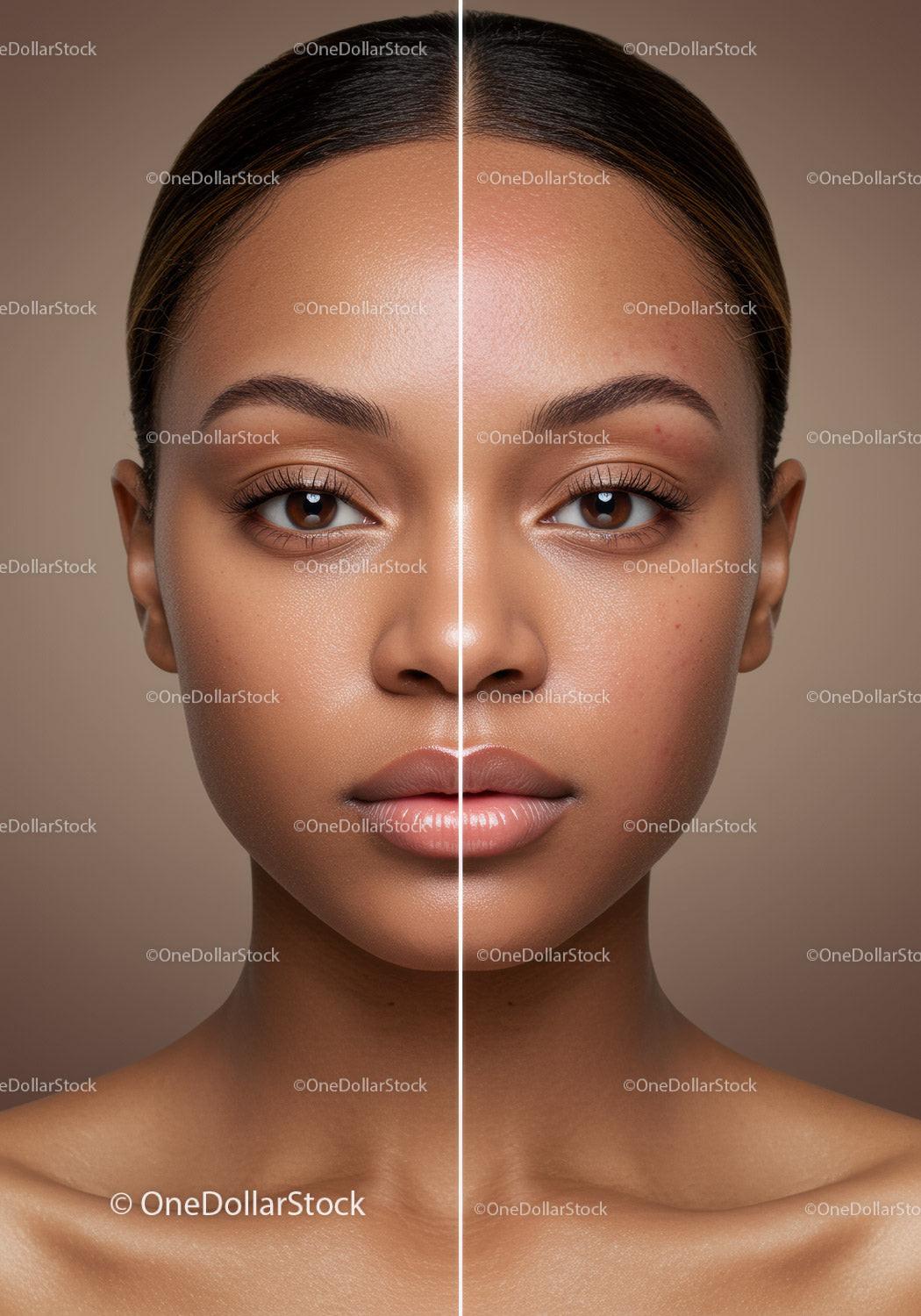 Portrait of a Young Woman with Flawless Skin and Natural Makeup