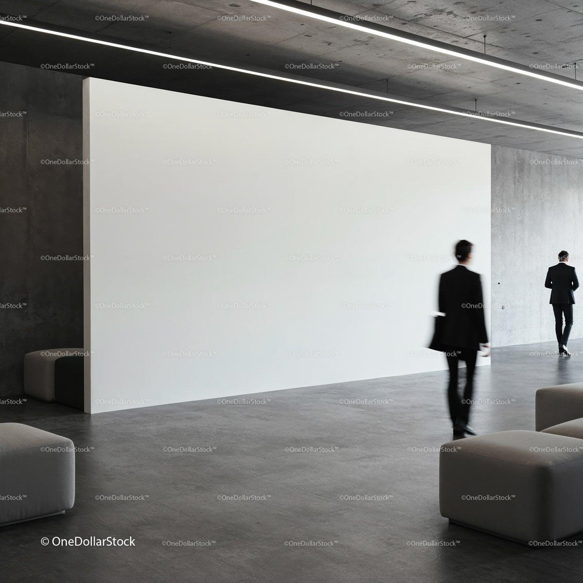 Minimalist modern office lobby with business professionals JPG Mockup Image preview