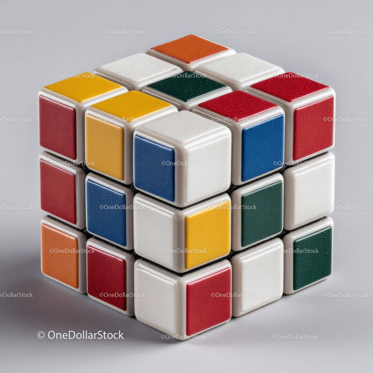 Colorful Rubik's Cube with Vibrant Red, Blue, Green, Yellow, and White Colors Stock Photo Bundle preview 42