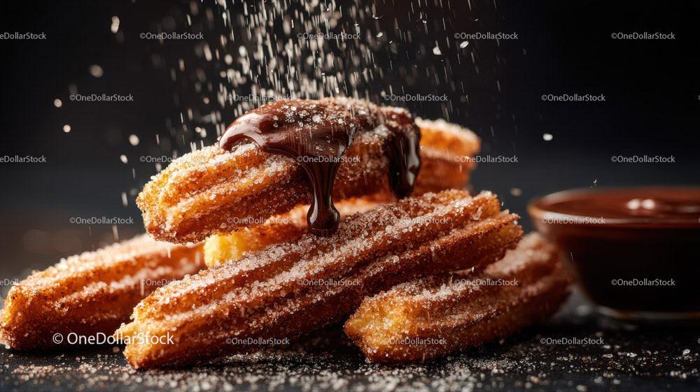 Crispy Sugar-Coated Churros with Chocolate Dipping Sauce Stock Photo Bundle preview 9