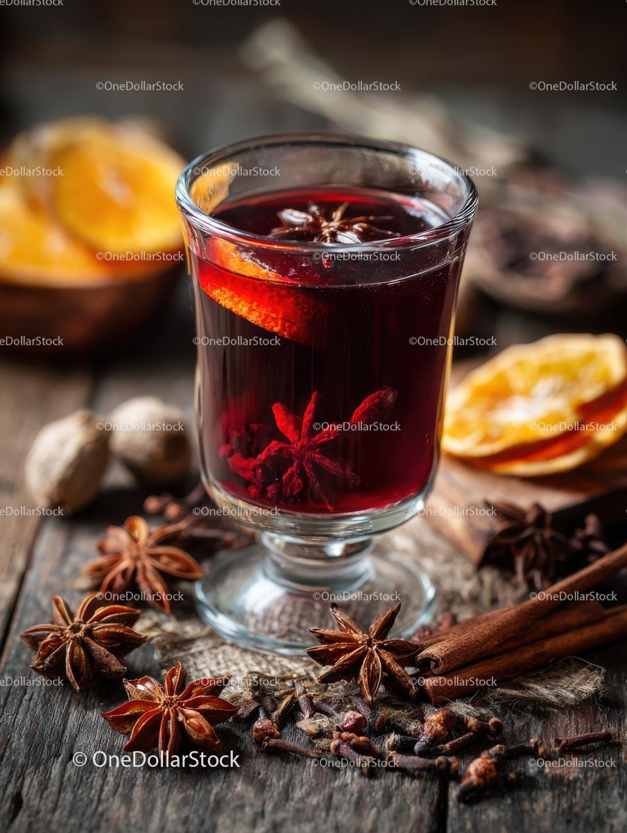 Delicious Mulled Wine with Spices and Orange Slices Stock Photo Bundle preview 9