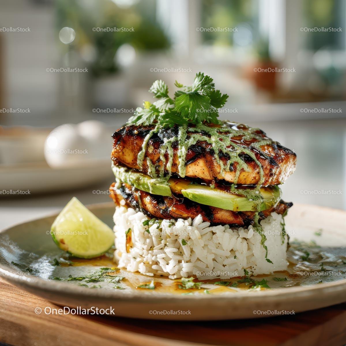 Grilled Chicken with Cilantro and Lime Served on Rice Stock Photo Bundle preview 23