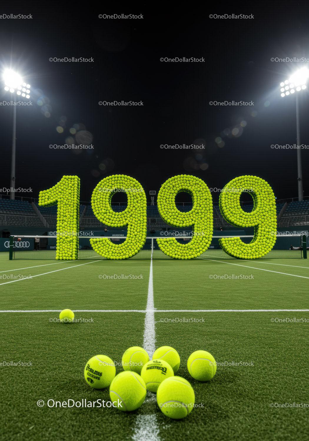 Tennis Court with Year 1999 Made of Tennis Balls