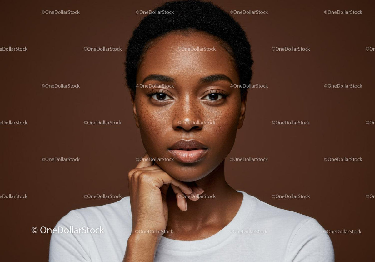 Elegant Portrait of Young Woman with Short Curly Hair and Natural Makeup