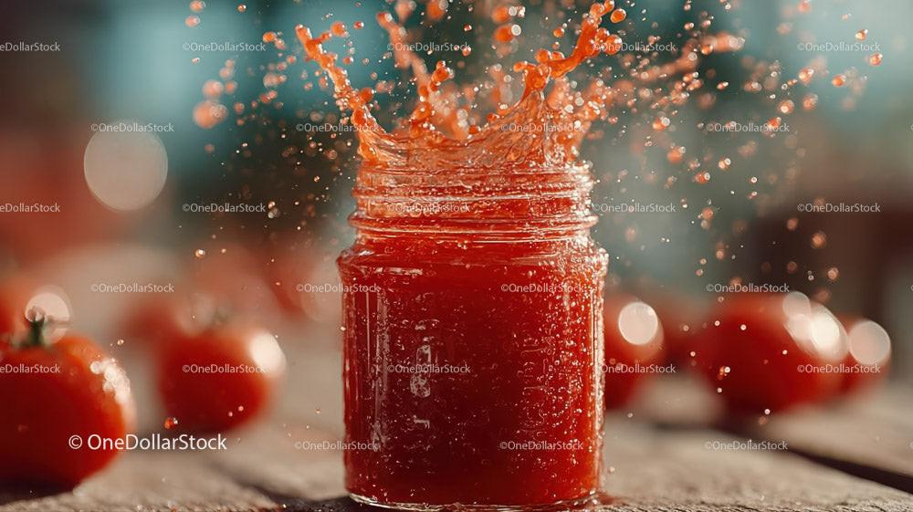 Vibrant Tomato Sauce Splash with Fresh Tomatoes in Background Stock Photo Bundle preview 13