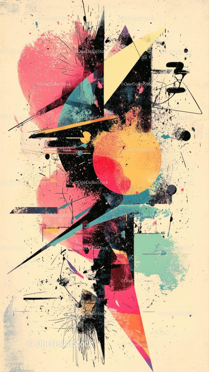 Abstract Spray Paint Artwork with Vibrant Colors and Dynamic Forms