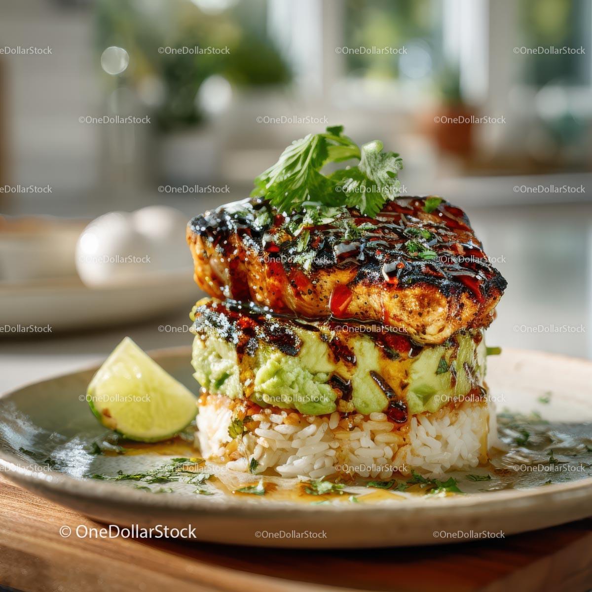 Grilled Chicken with Cilantro and Lime Served on Rice Stock Photo Bundle preview 31