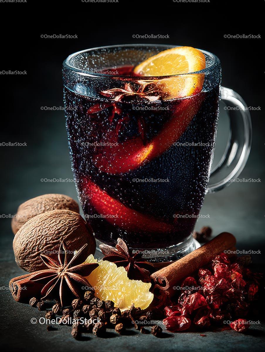 Cozy Mulled Wine with Spices and Citrus Garnish Stock Photo Bundle preview 17